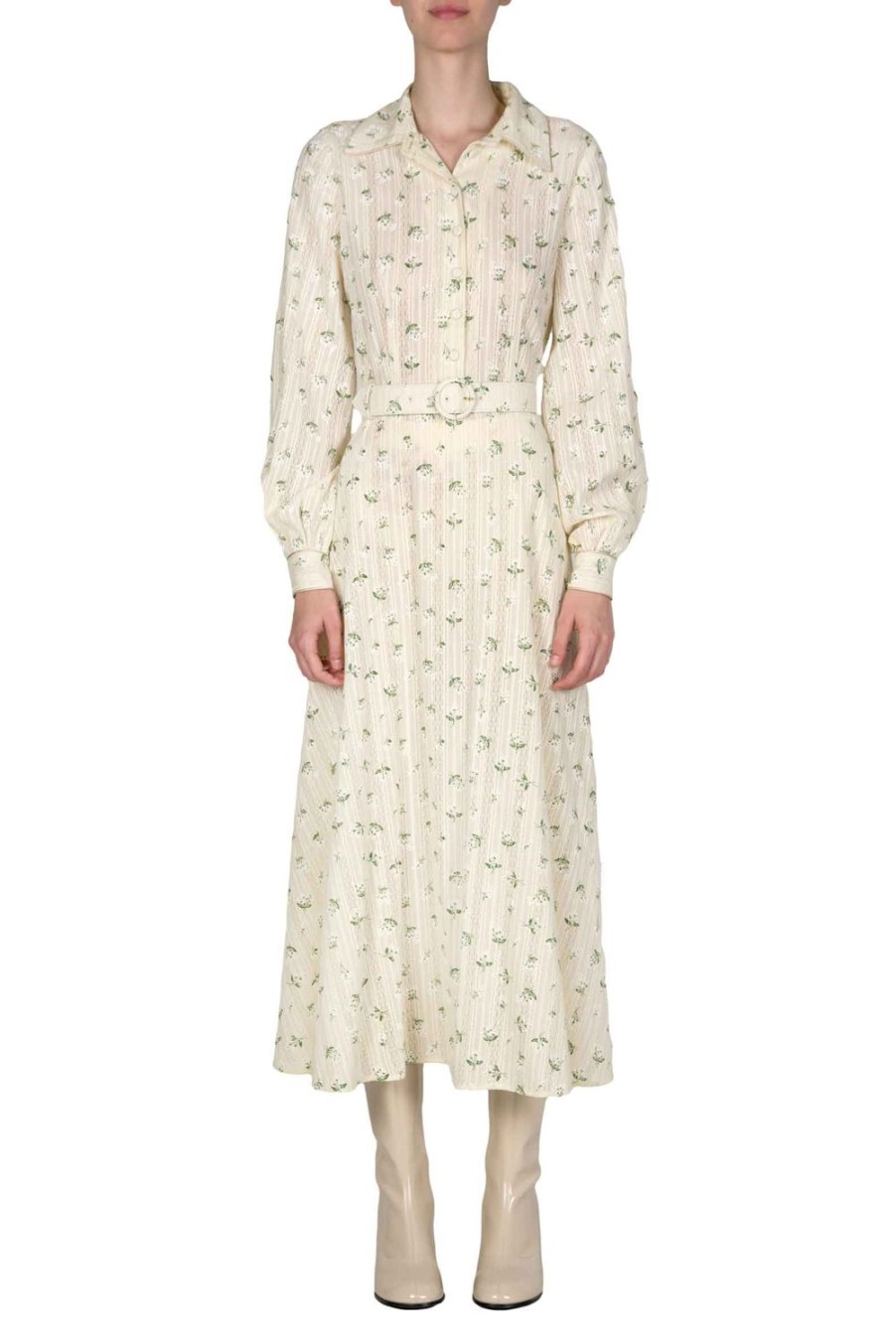 Dresses | Luisa Beccaria Cotton Printed Flower Jacquard Dress