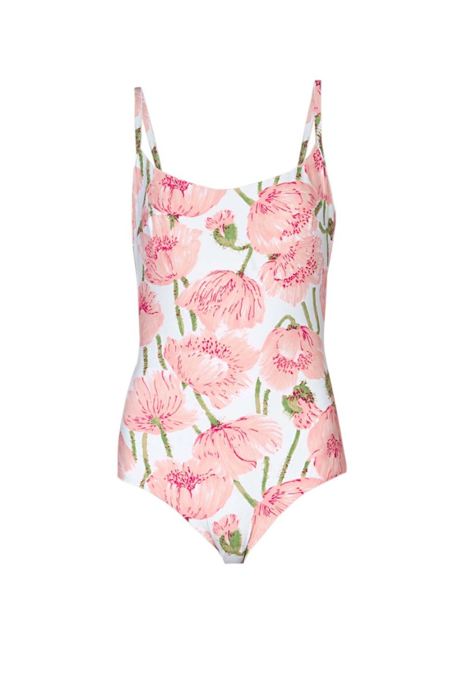 Swimwear | Luisa Beccaria One-Piece Swimsuit Pink Poppies Double Face