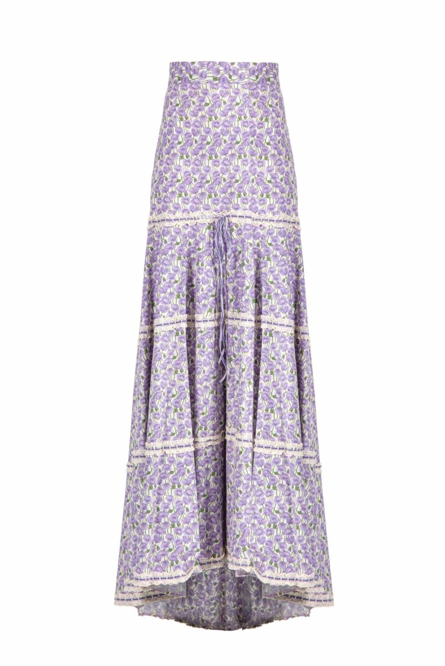 Skirts | Luisa Beccaria Micro Poppies Cotton Stretch Skirt