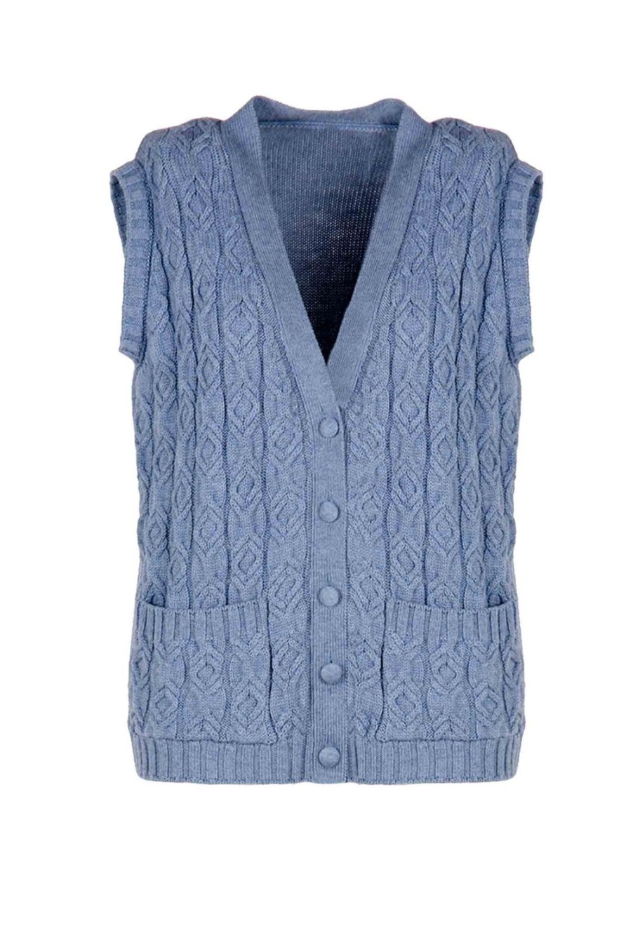 Knitwear | Luisa Beccaria Wool Twisted Vest Blue