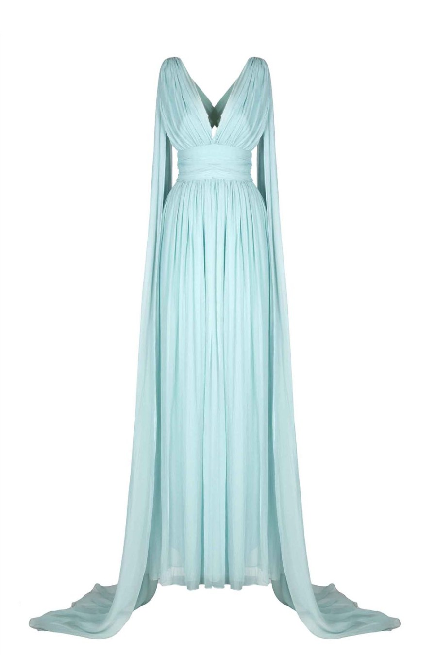 Dresses | Luisa Beccaria Silk Chiffon Cape-Effect Gown