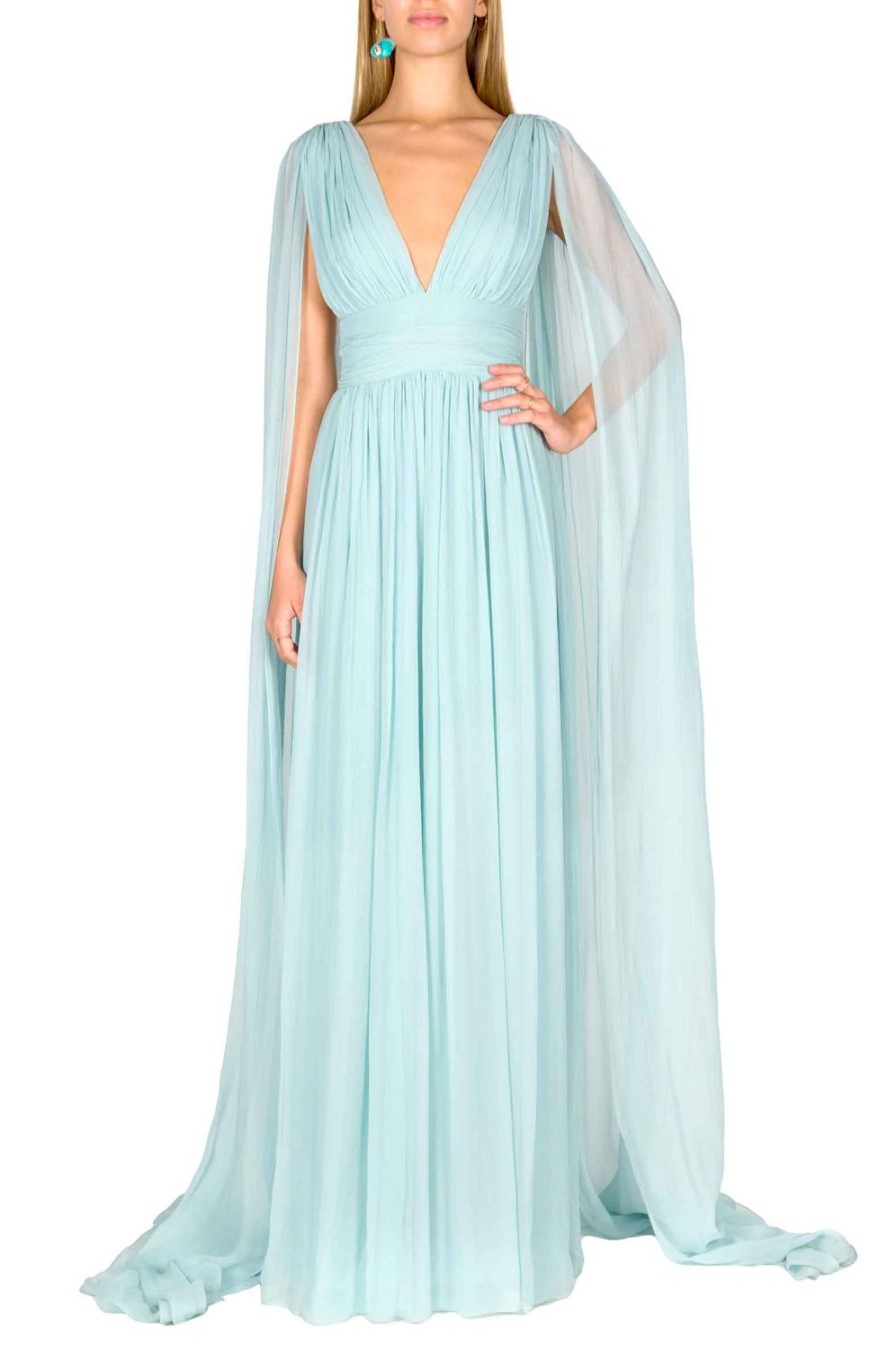 Dresses | Luisa Beccaria Silk Chiffon Cape-Effect Gown