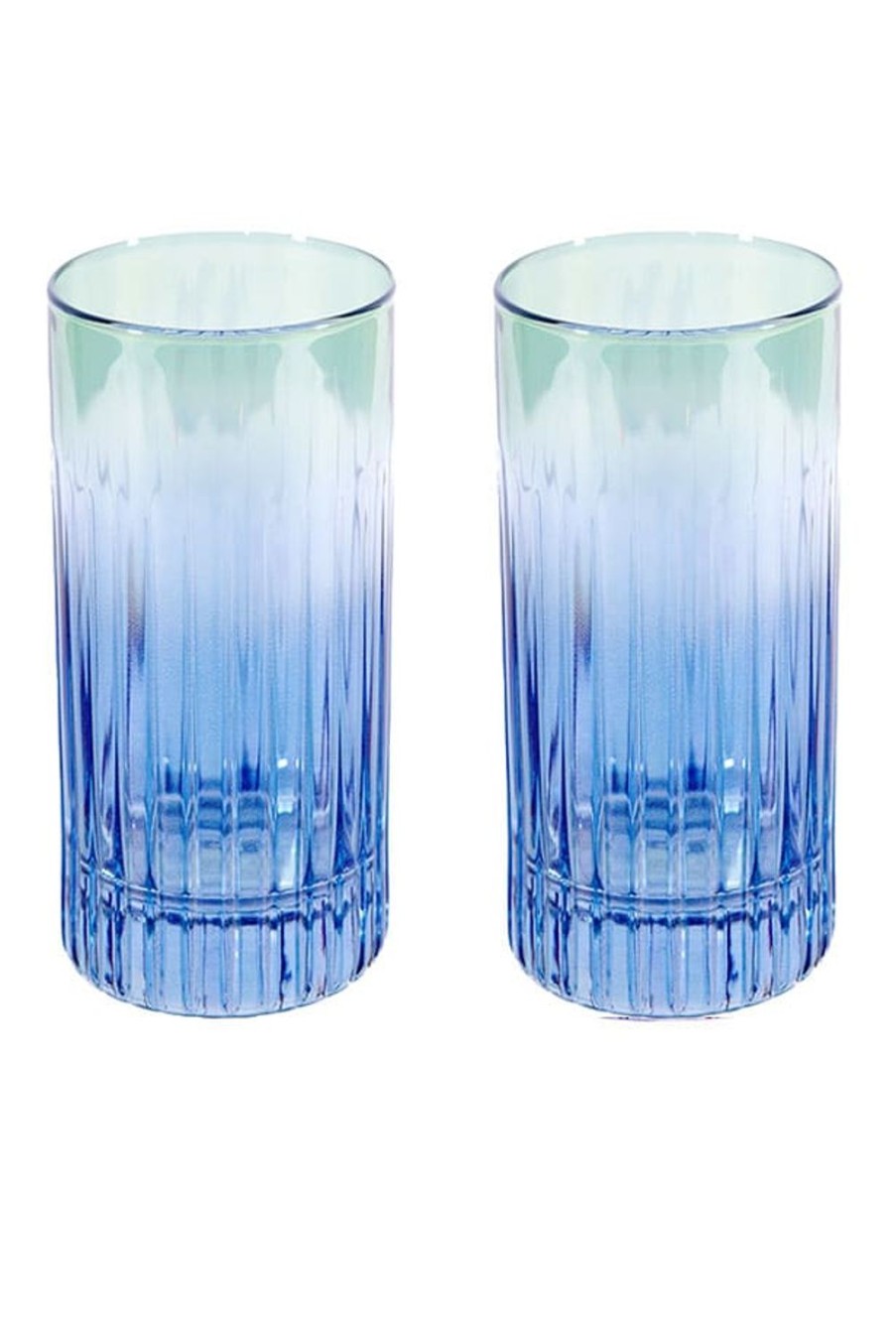 Tumblers | Luisa Beccaria Shade Blue To Green Set Of Two Large Tumbler Glass