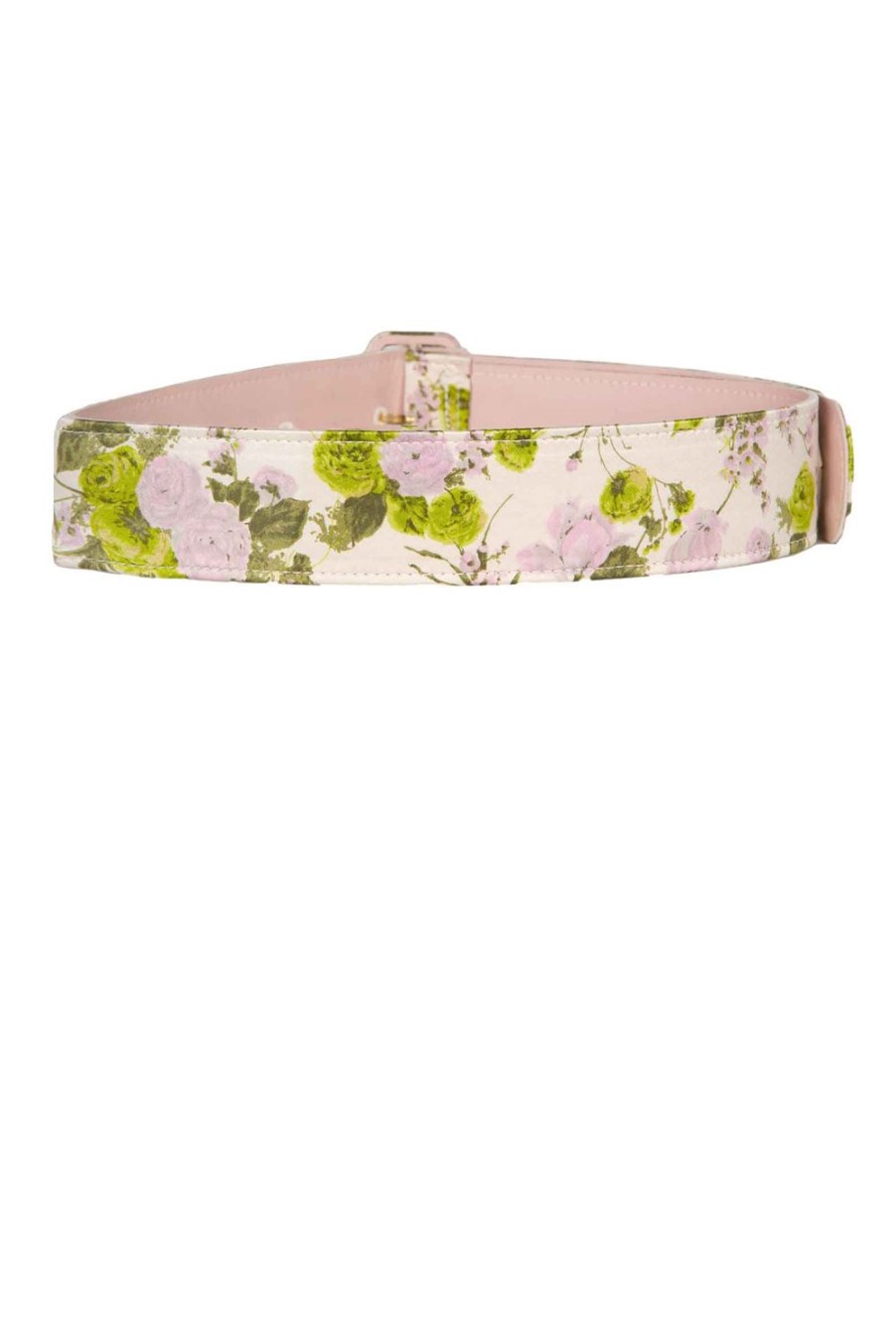 Belt | Luisa Beccaria Blooming Roses Printed Satin Belt