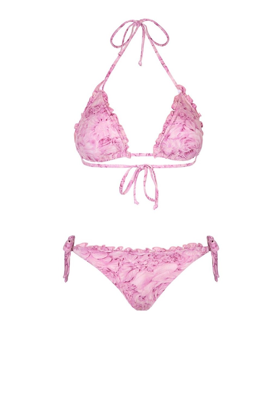 Swimwear | Luisa Beccaria Triangle And Slip Bikini Pink Roses