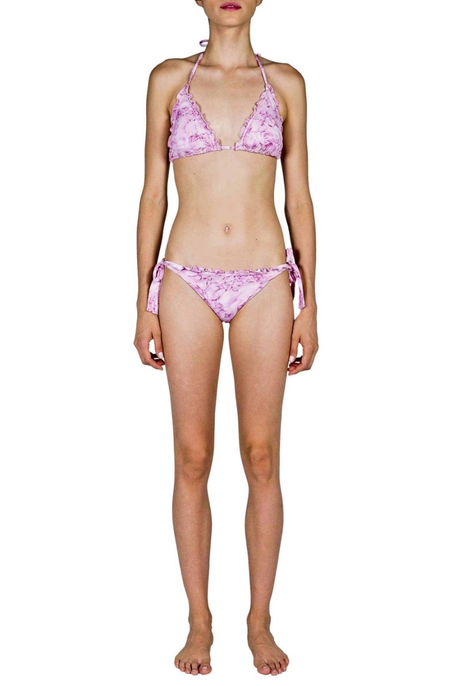 Swimwear | Luisa Beccaria Triangle And Slip Bikini Pink Roses