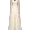 Dresses | Luisa Beccaria Winter Garden Georgette Cape-Effect V-Neck Gown