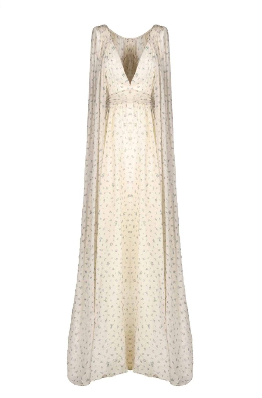 Dresses | Luisa Beccaria Winter Garden Georgette Cape-Effect V-Neck Gown