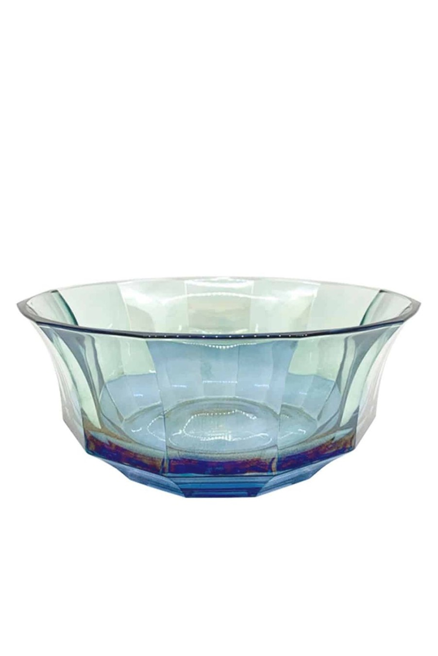 Bowls | Luisa Beccaria Shade Blue To Green Faceted Crystal Salad Bowl