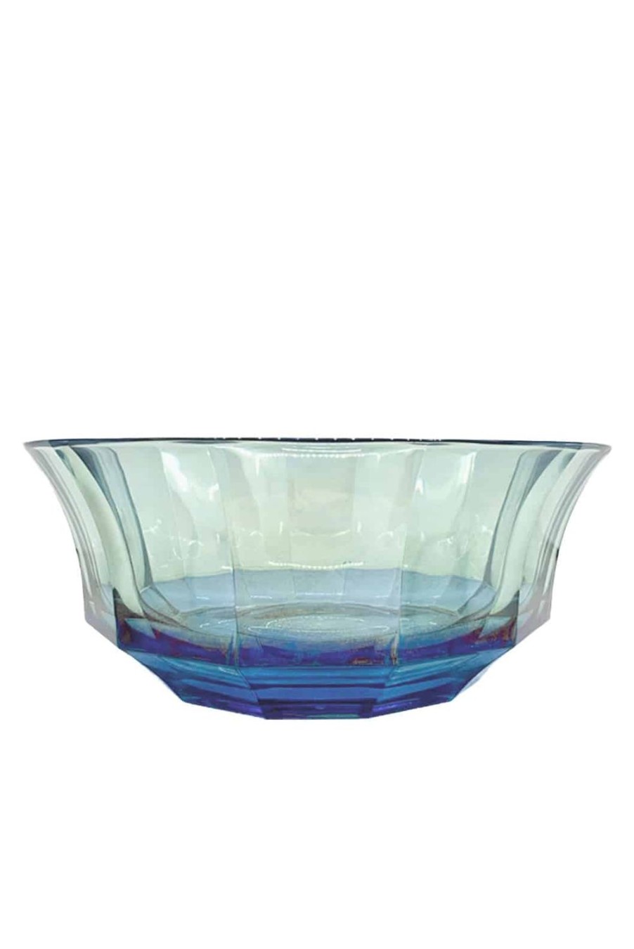 Bowls | Luisa Beccaria Shade Blue To Green Faceted Crystal Salad Bowl