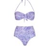 Swimwear | Luisa Beccaria Band And High Waist Slip Bikini Lilac Roses