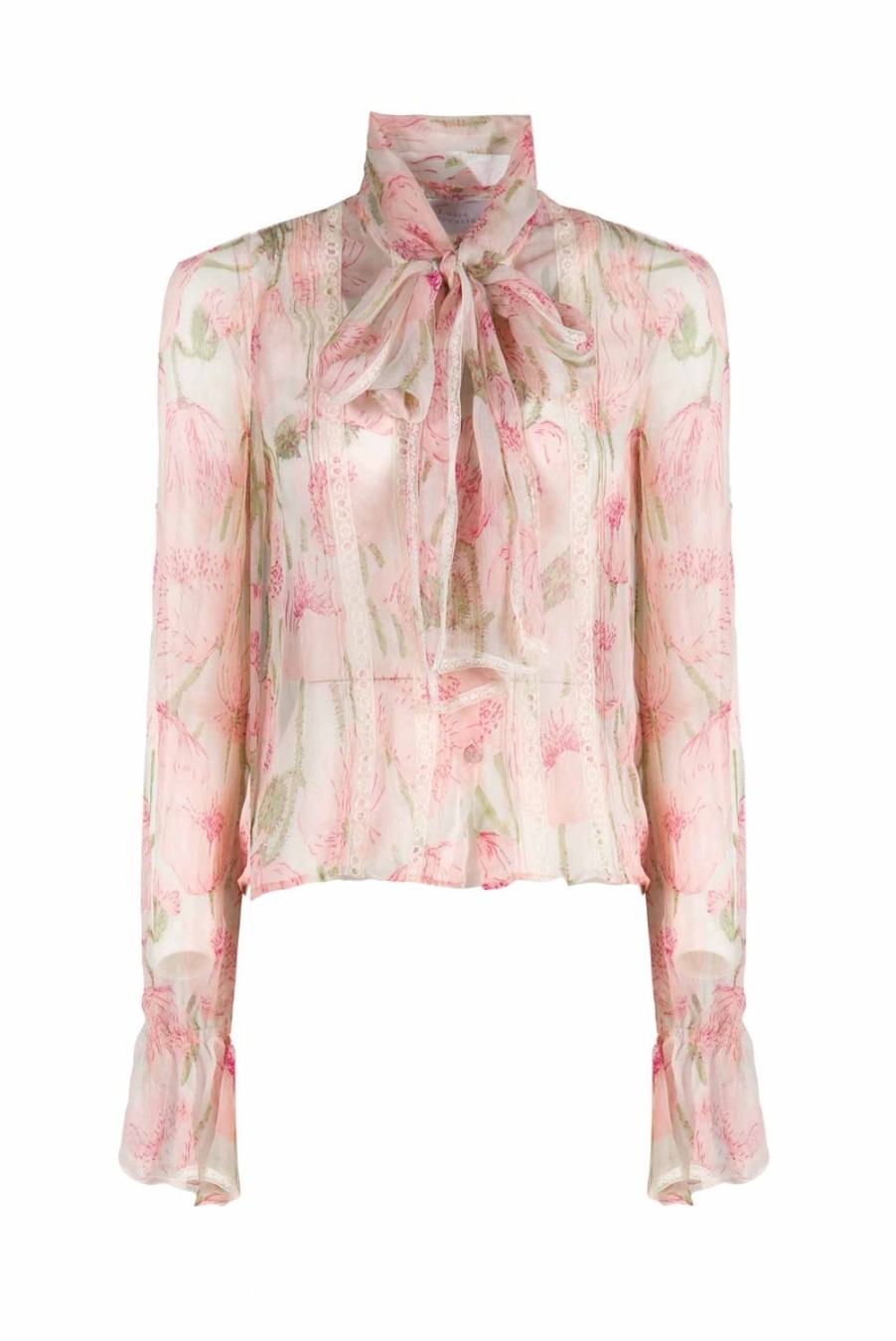 Tops & Blouses | Luisa Beccaria Macro Poppies Chiffon Blouse