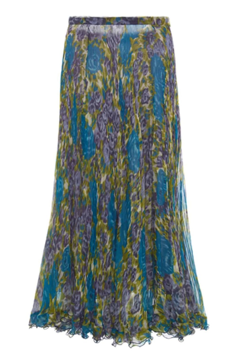 Skirts | Luisa Beccaria Printed Silk Chiffon Plisse Skirt