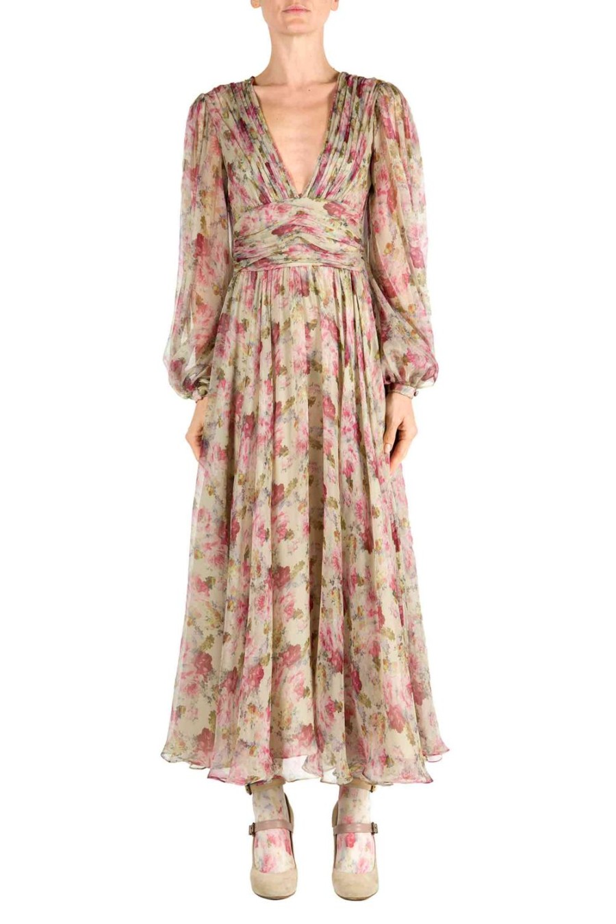 Dresses | Luisa Beccaria Chiffon Printed Roses Dress