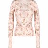 Tops & Blouses | Luisa Beccaria Pink Printed Rose Buds Jersey Turtleneck