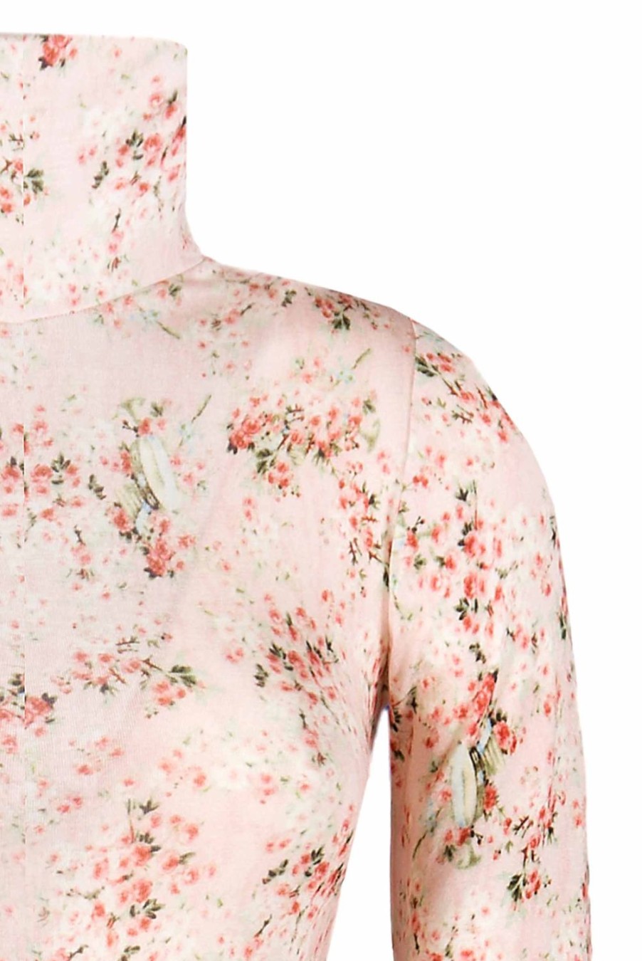 Tops & Blouses | Luisa Beccaria Pink Printed Rose Buds Jersey Turtleneck