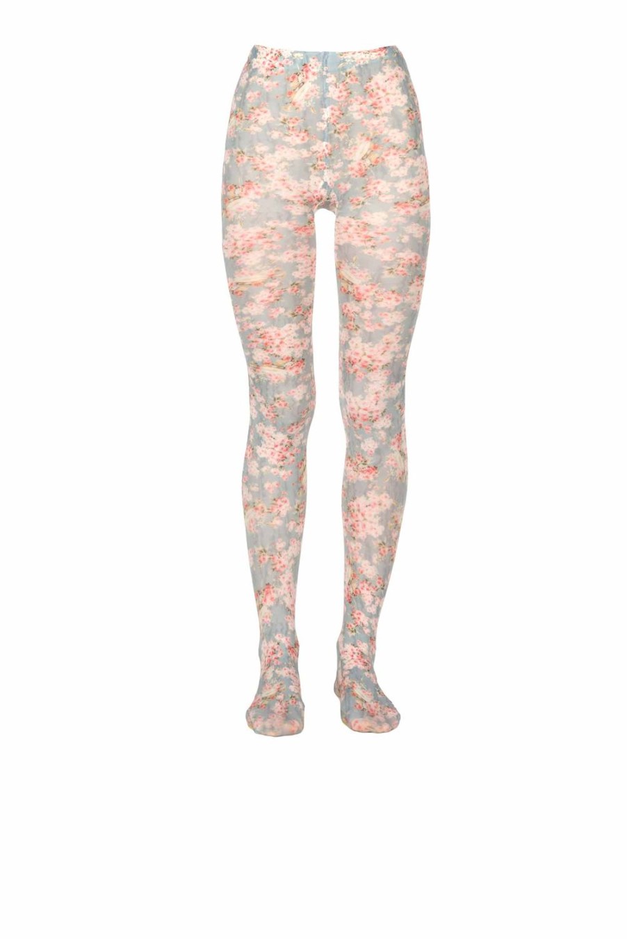 Tights | Luisa Beccaria Jersey Rose Buds Tights Light Blue