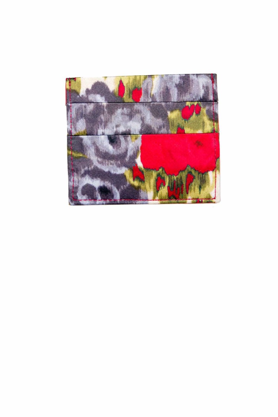 Card Holder | Luisa Beccaria Flower Red Printed Silk Card Holder