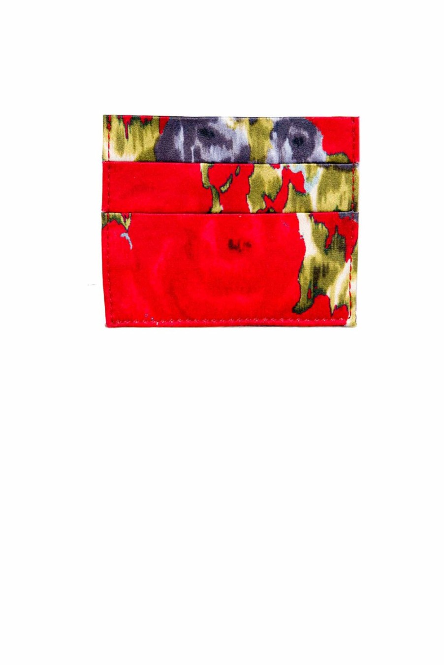 Card Holder | Luisa Beccaria Flower Red Printed Silk Card Holder