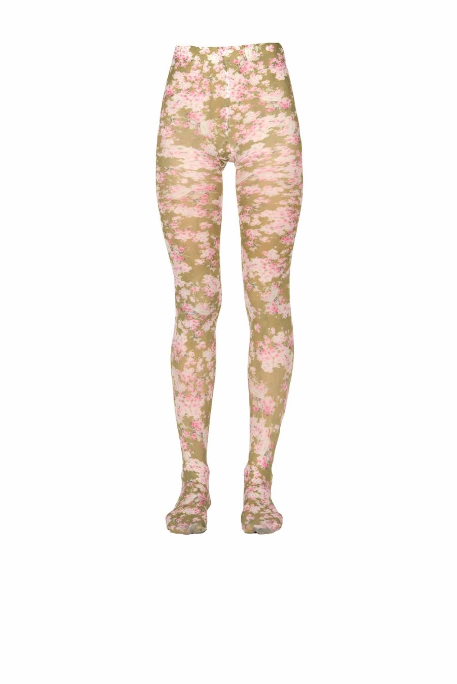 Tights | Luisa Beccaria Jersey Rose Buds Tights Green