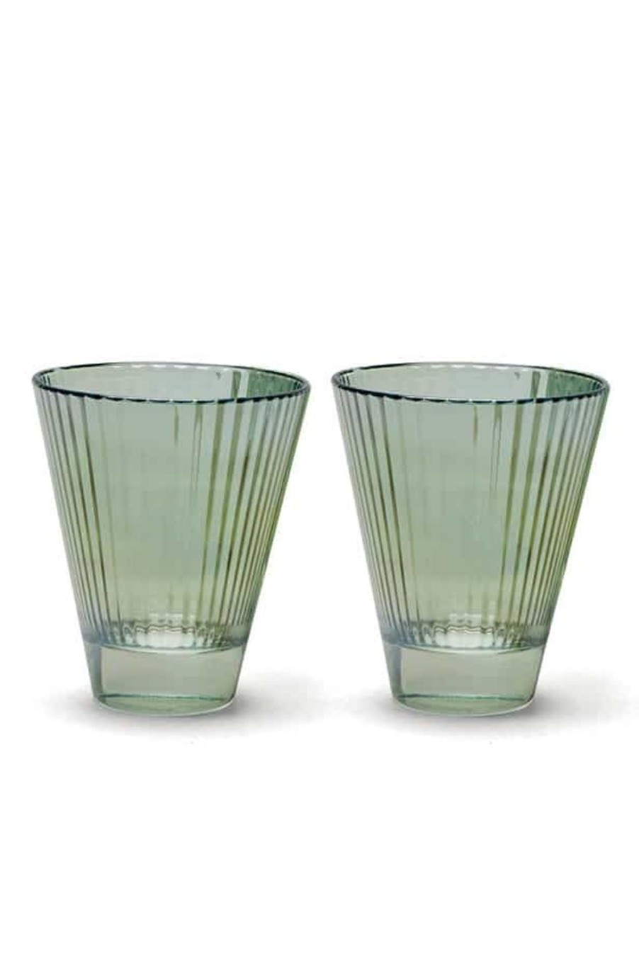 Tumblers | Luisa Beccaria Green Set Of Two Isis Wine Glass