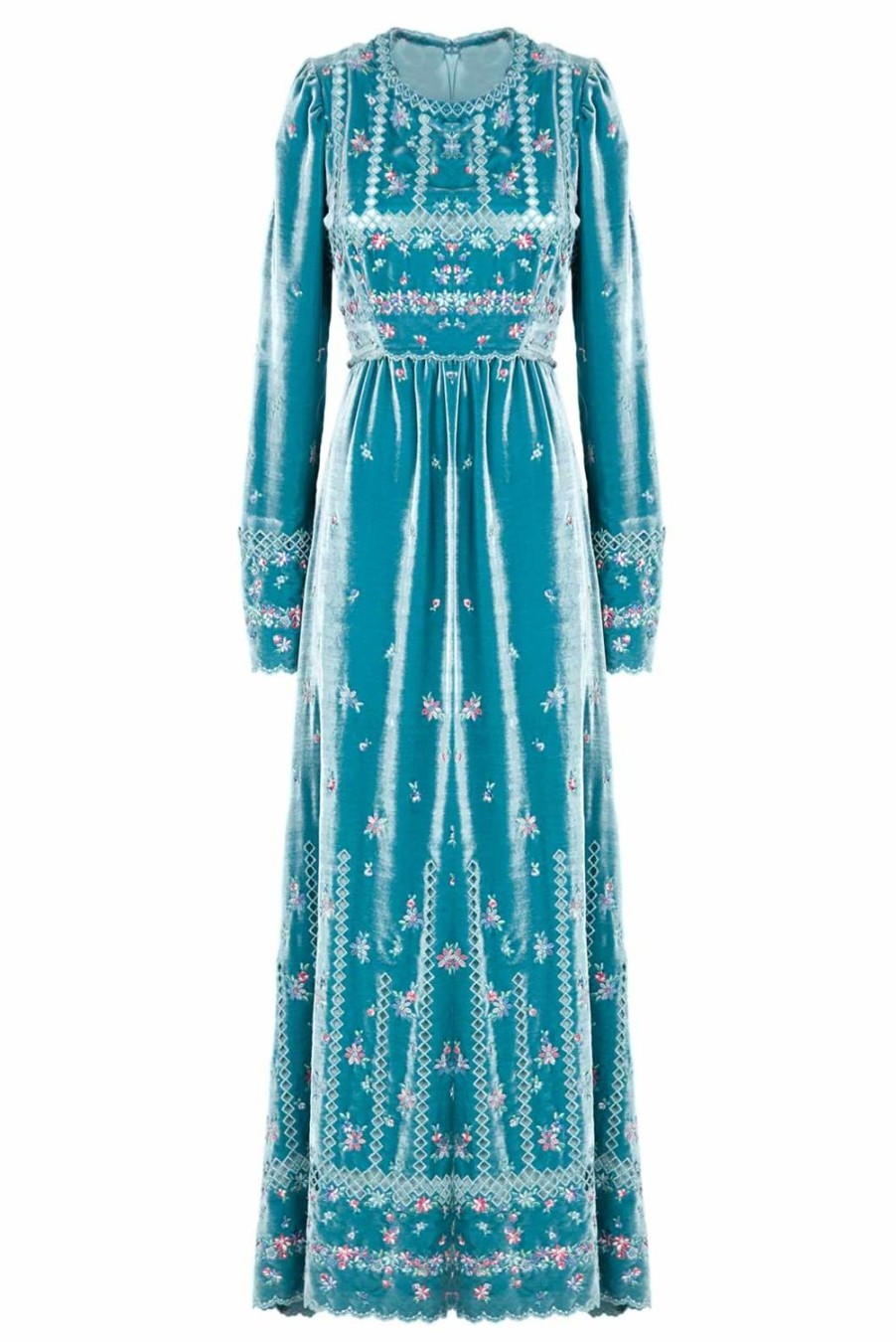 Dresses | Luisa Beccaria Floral Embroidered Velvet Maxi Dress