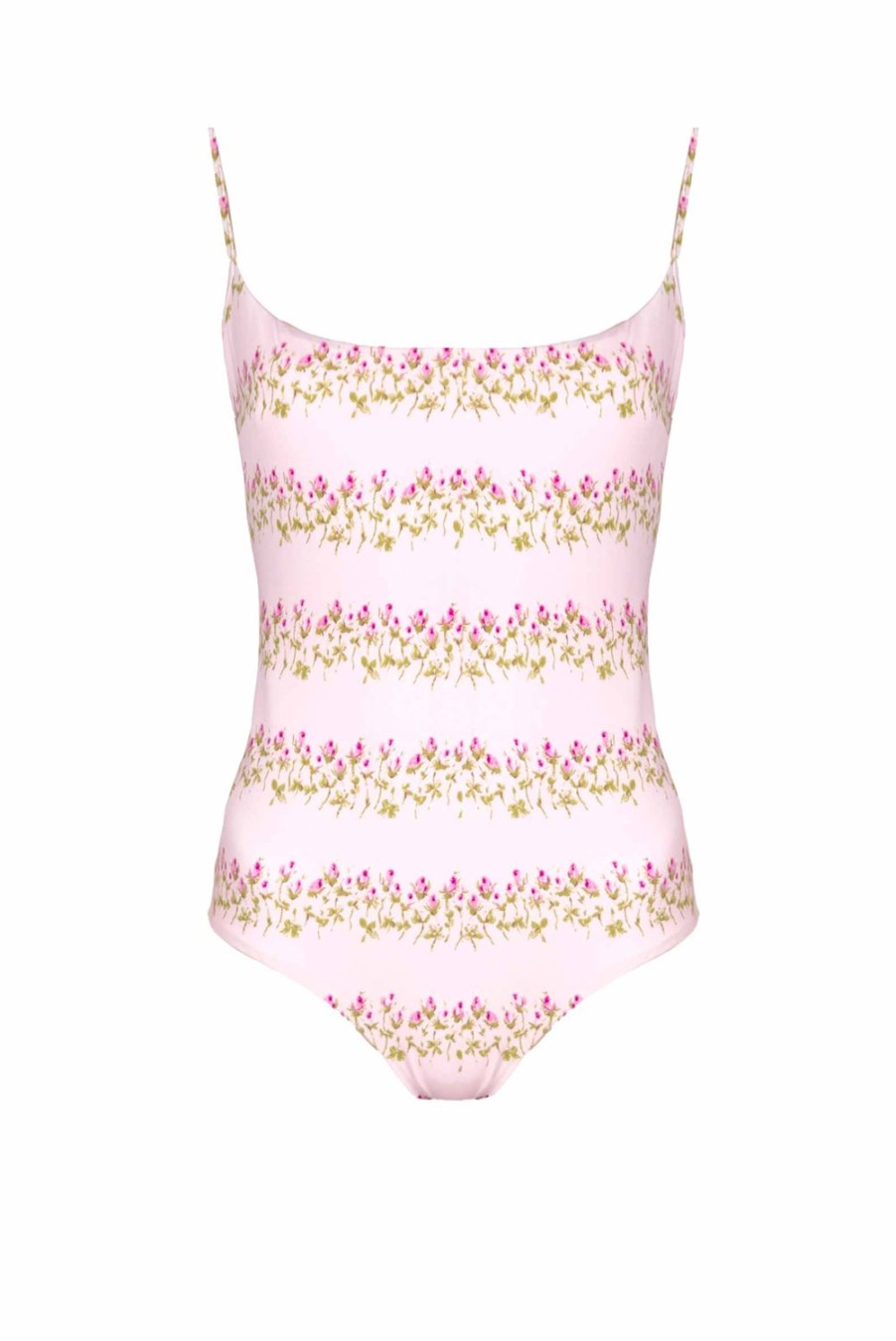 Swimwear | Luisa Beccaria One-Piece Pink Flowery Striped Swimsuit