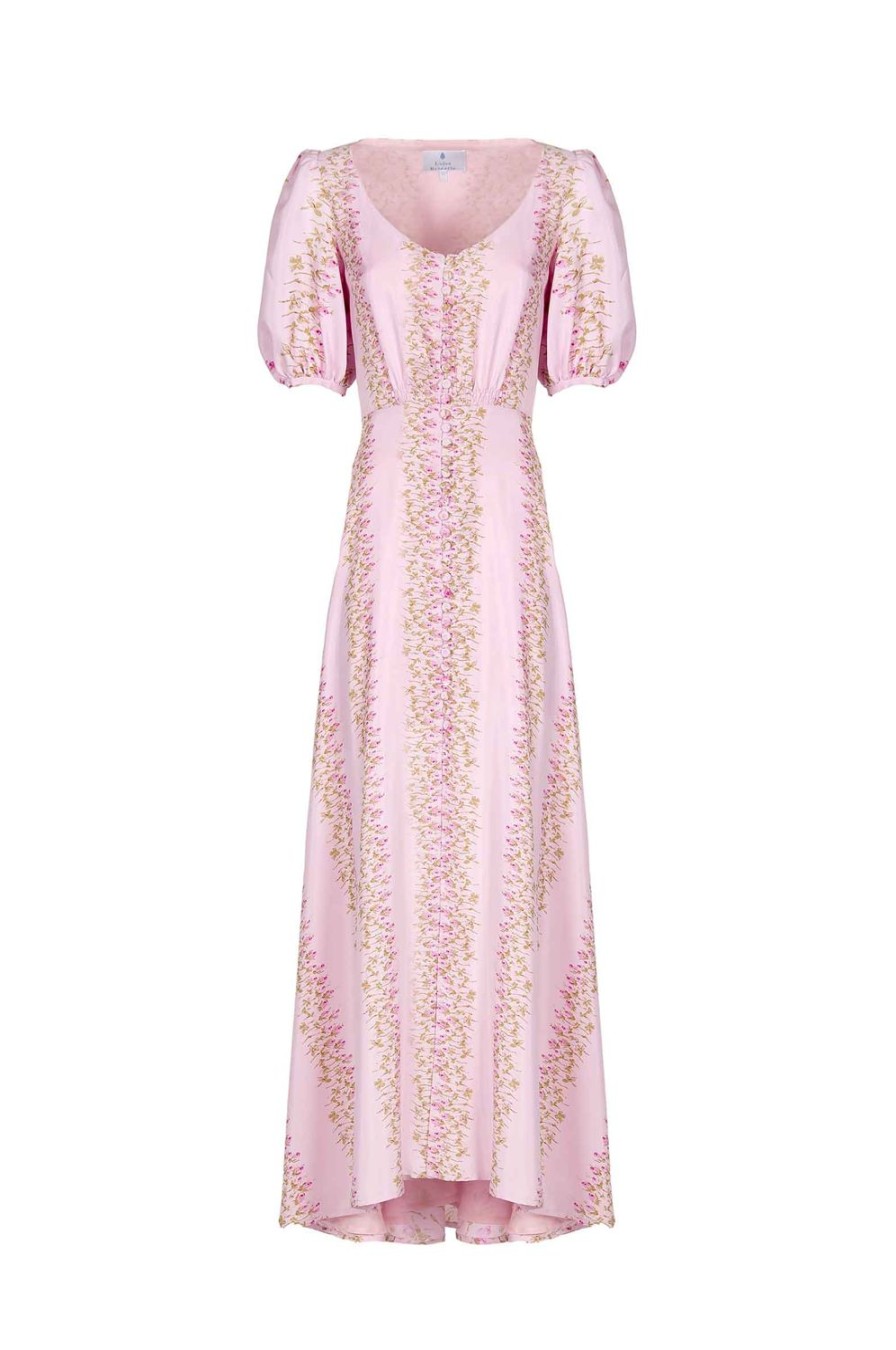 Dresses | Luisa Beccaria Flowery Striped Silk Bottoncino Dress