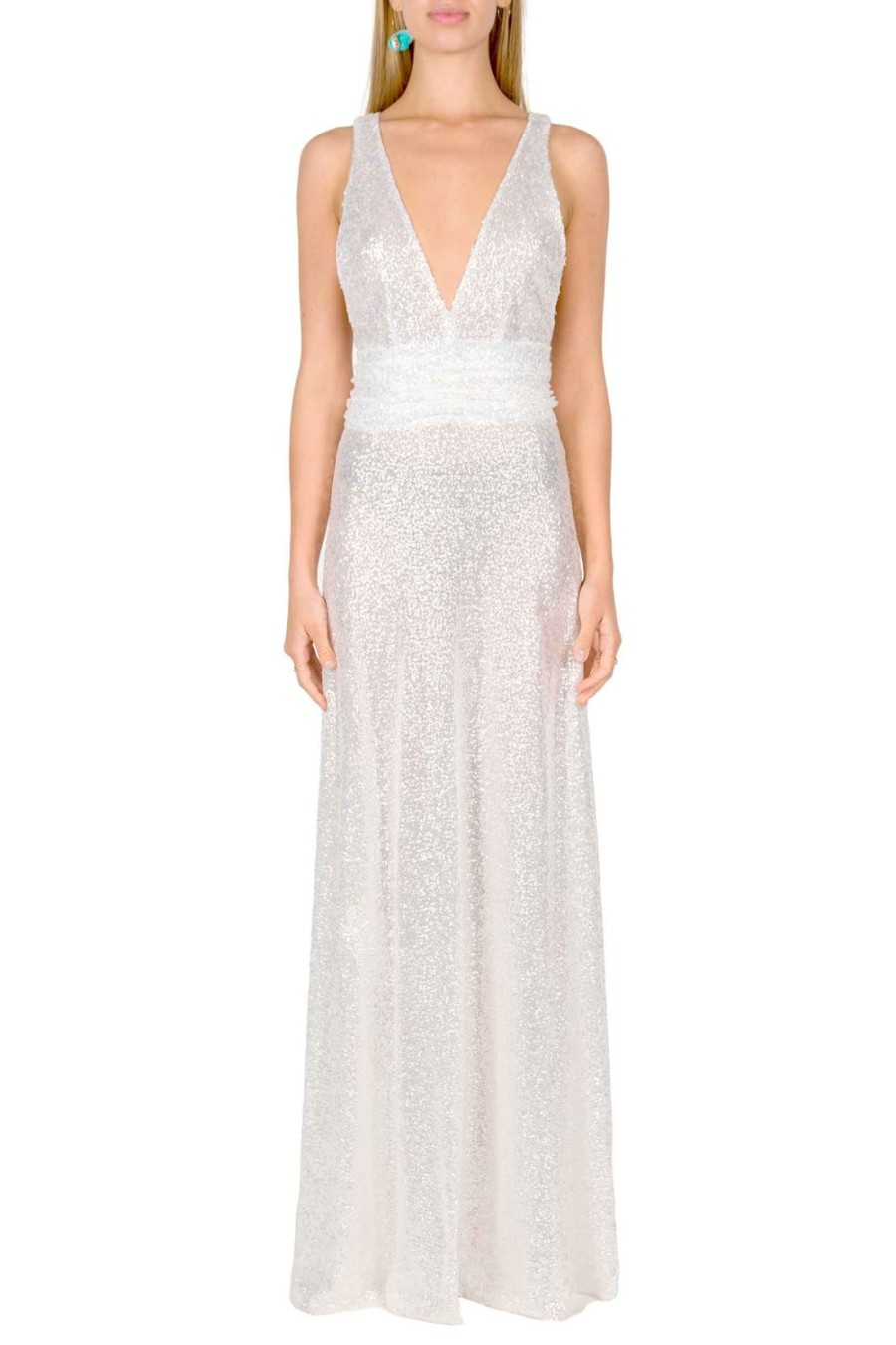 Dresses | Luisa Beccaria Sequin Long Dress With V Neckline