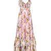 Dresses | Luisa Beccaria Floral Chiffon Ruffled Maxi Dress