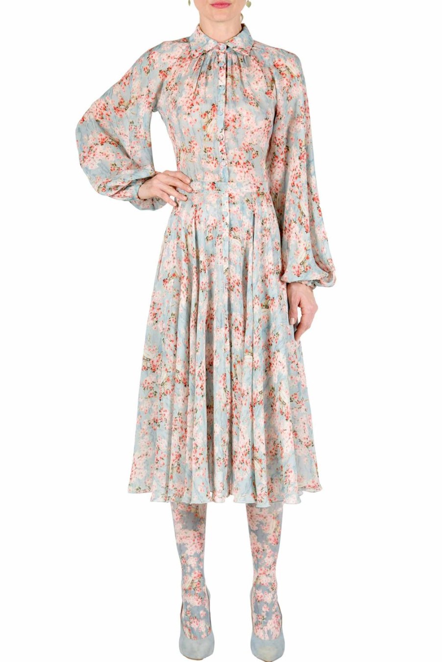 Dresses | Luisa Beccaria Carlamaria Georgette Circle Of Roses Dress