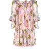 Dresses | Luisa Beccaria Floral Printed Chiffon Mini Dress With Balloon Sleeves