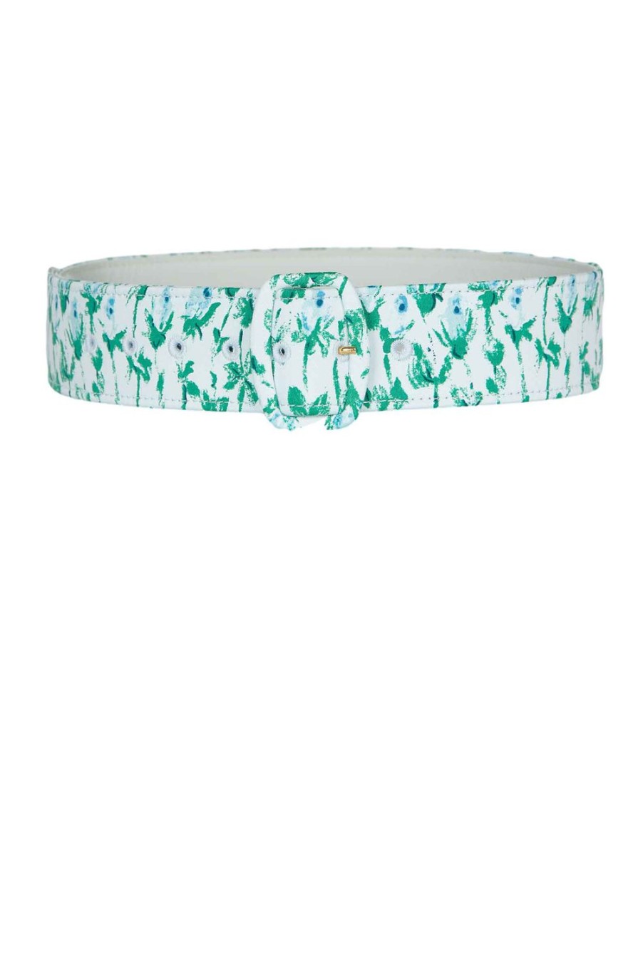 Belt | Luisa Beccaria Flowery Striped Blue Belt