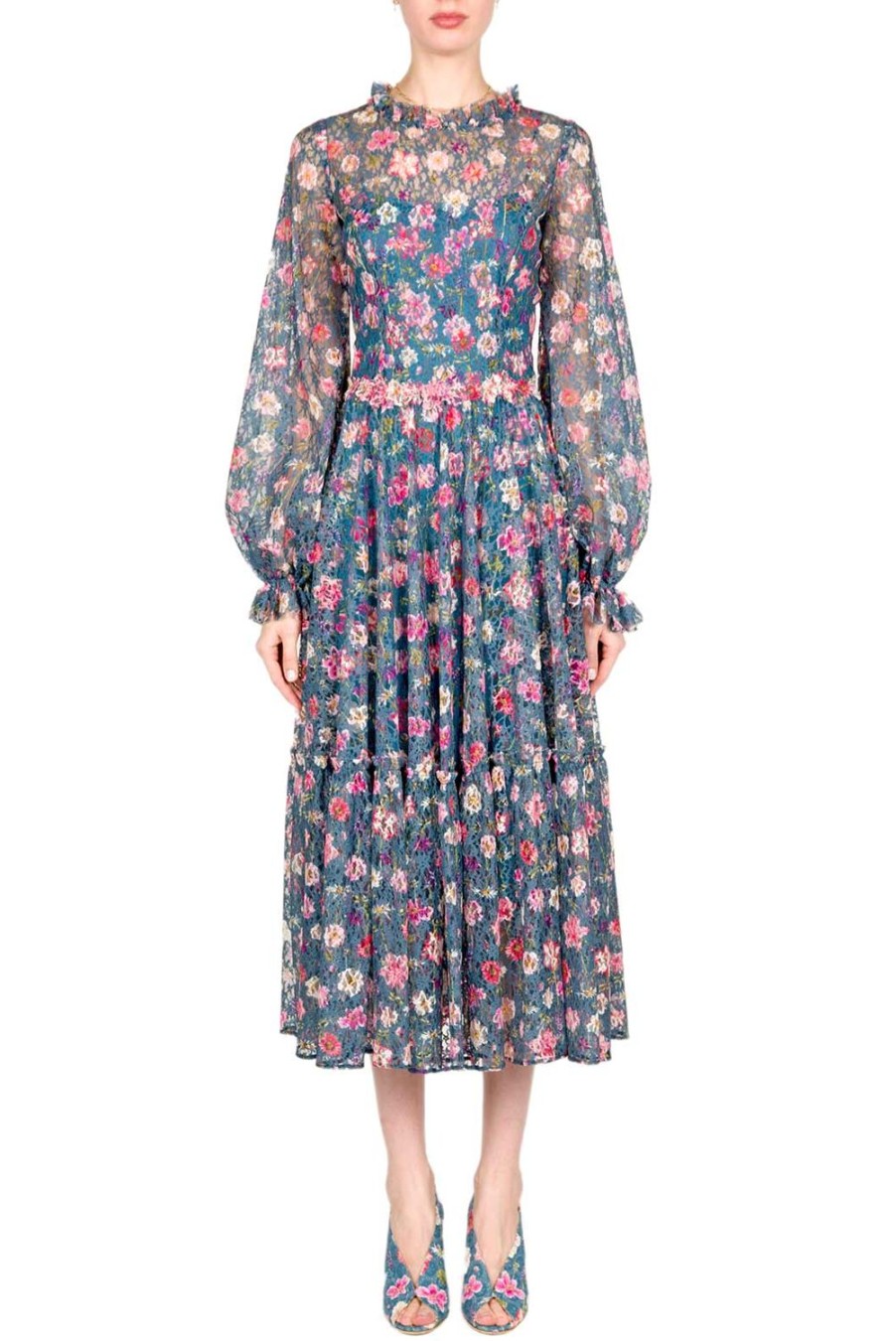 Dresses | Luisa Beccaria Floral Printed Lace Midi Dress