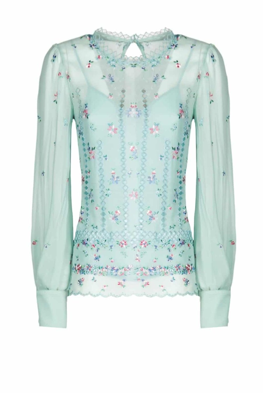 Tops & Blouses | Luisa Beccaria Floral Embroidered Silk Blouse