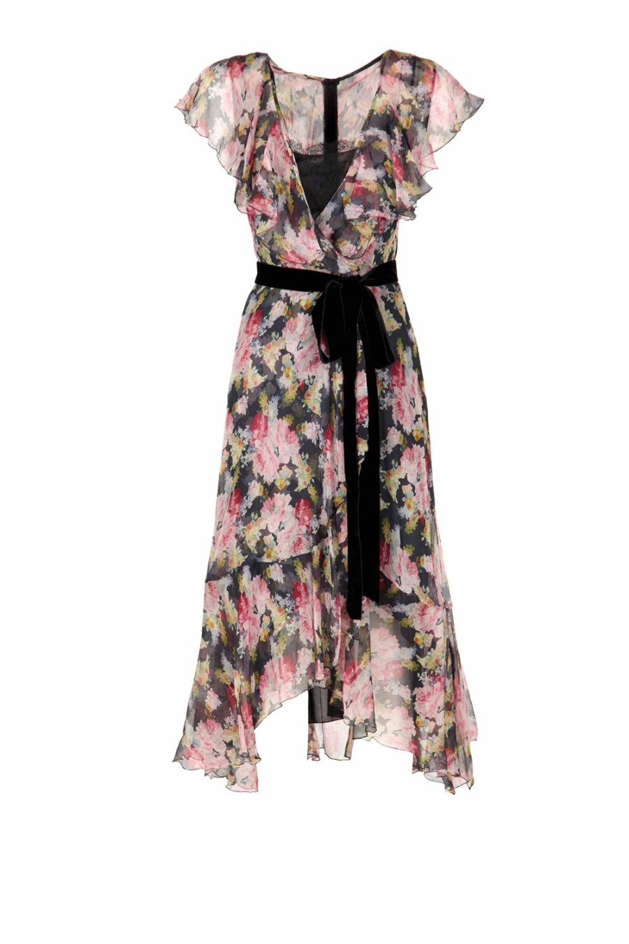 Dresses | Luisa Beccaria Floral Chiffon Wrap Dress