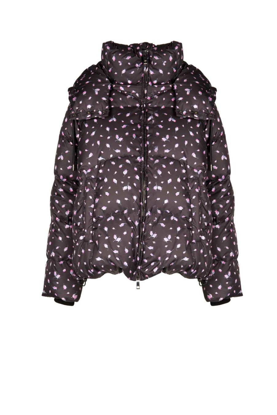 Jackets & Coats | Luisa Beccaria Winter Garden Black Printed Puffer