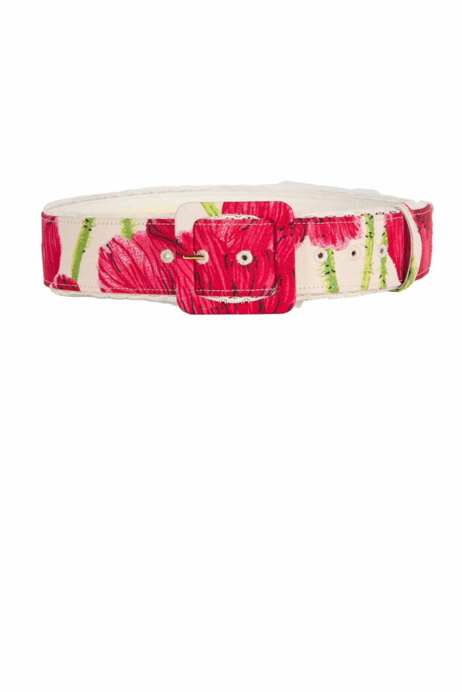 Belt | Luisa Beccaria Macro Poppies Linen Belt