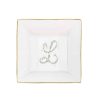 Tray | Luisa Beccaria Personalizable Monogram Change Tray With Gold Border