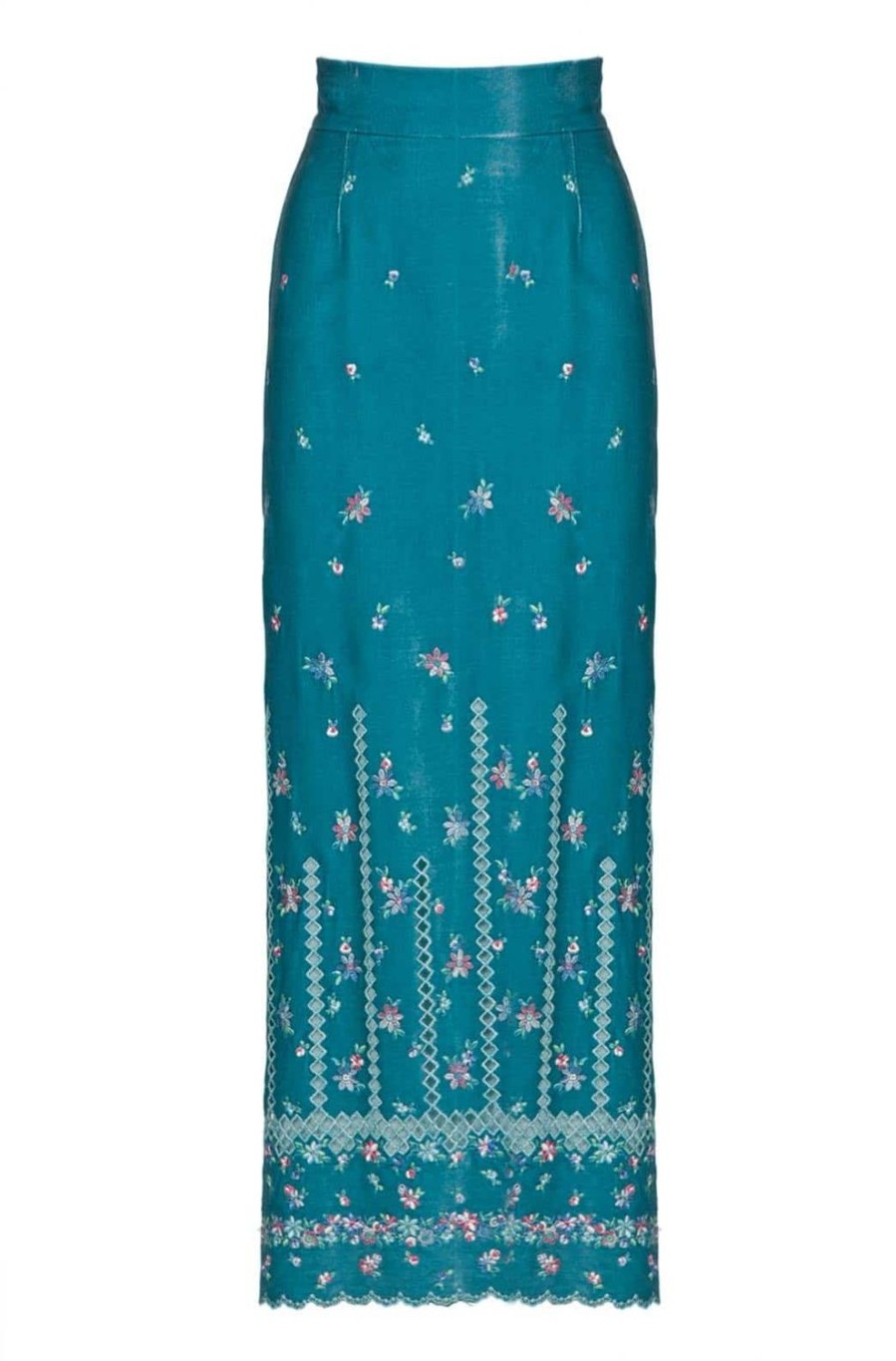 Skirts | Luisa Beccaria Floral Embroidered Velvet High Waist Skirt