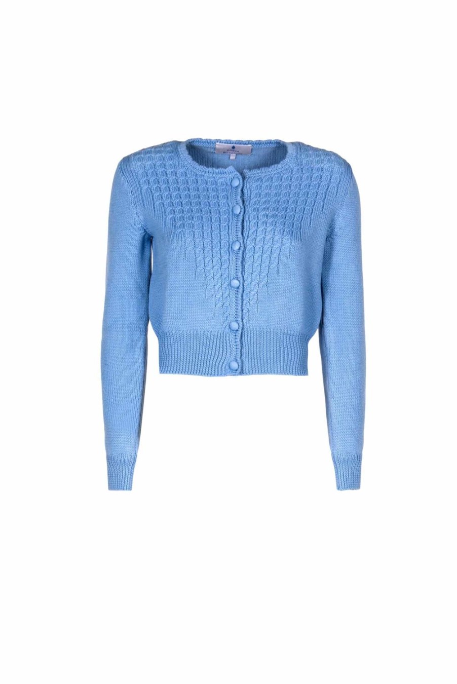 Knitwear | Luisa Beccaria Cable Knit Cardigan With Buttons Light Blue