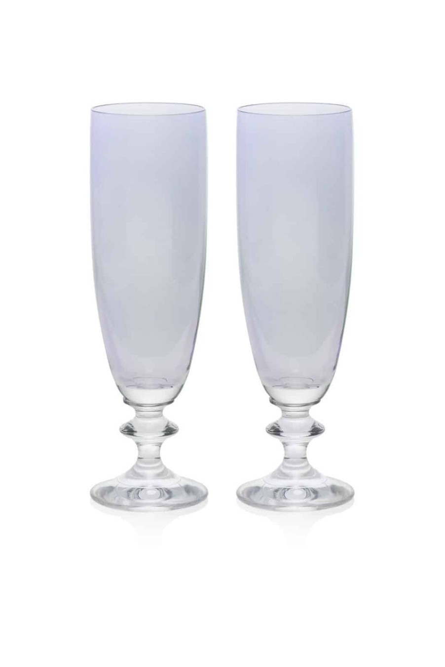 Flute | Luisa Beccaria Blue Set Of Two Rosy Flute Glass