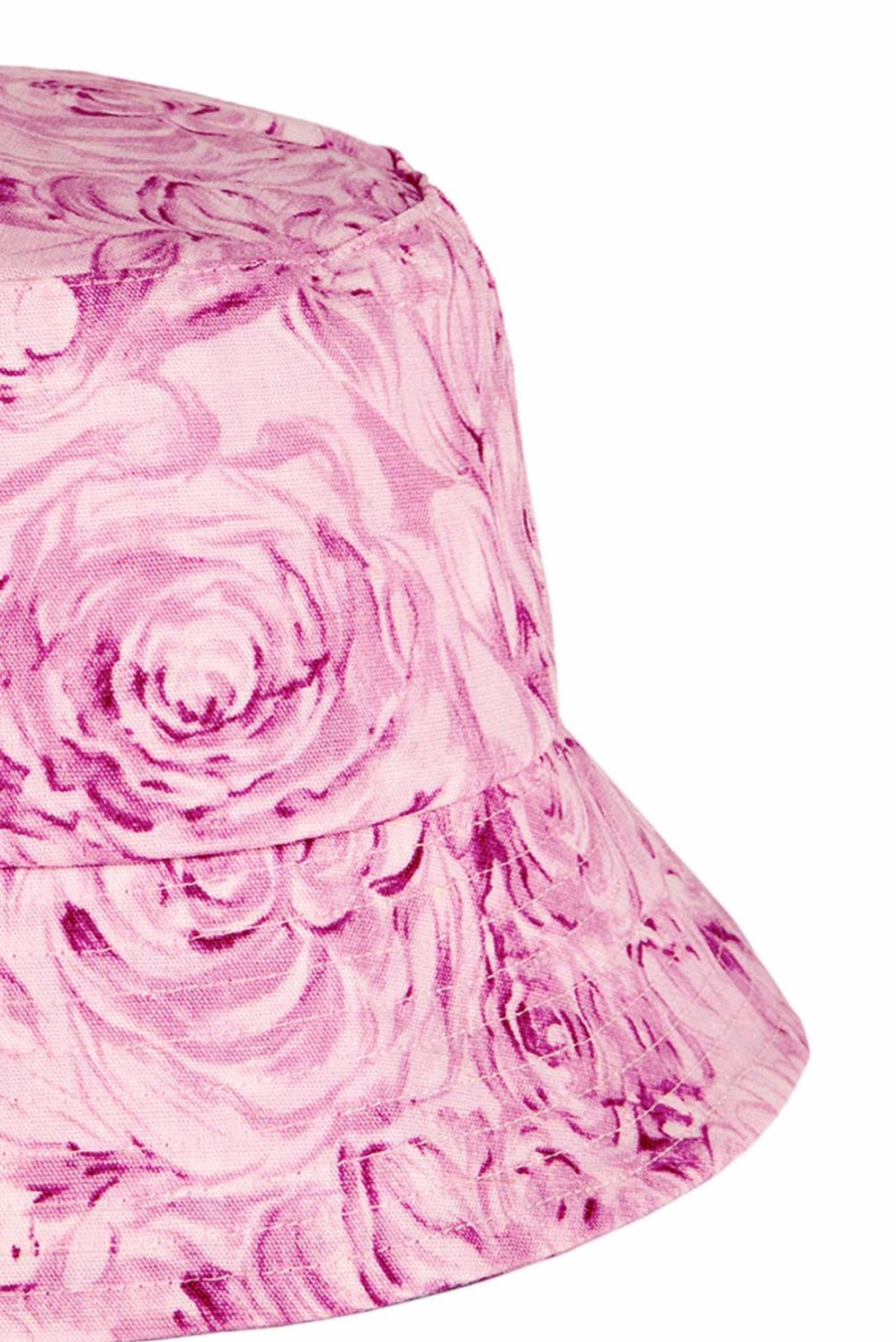 Hat | Luisa Beccaria Roses Printed Linen Bucket Hat