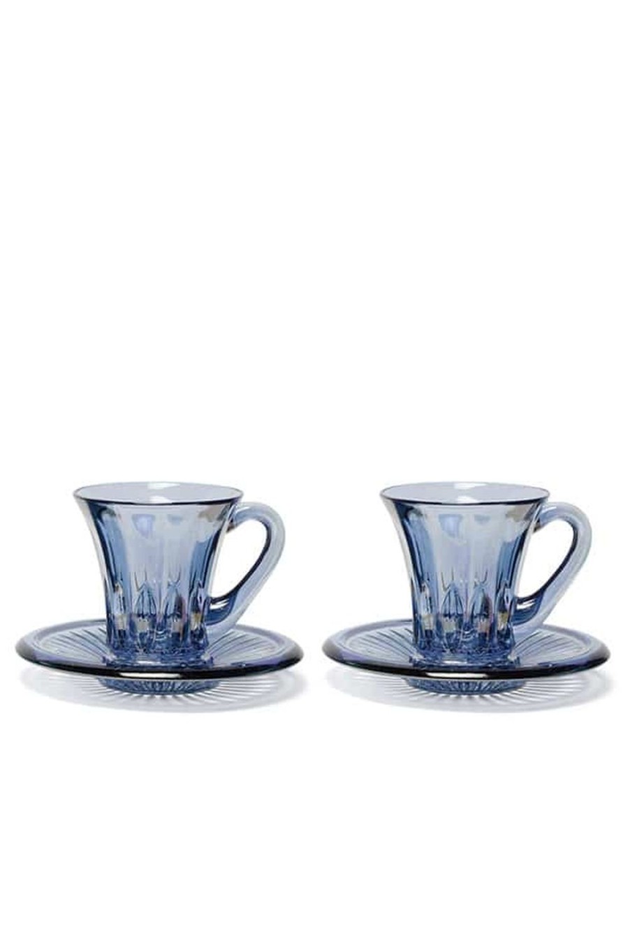 Cups | Luisa Beccaria Blue Set Of Two Prestige Transparent Coffee Cups