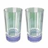 Tumblers | Luisa Beccaria Striped Green Set Of Two Large Duccio Tumbler With Blue Base