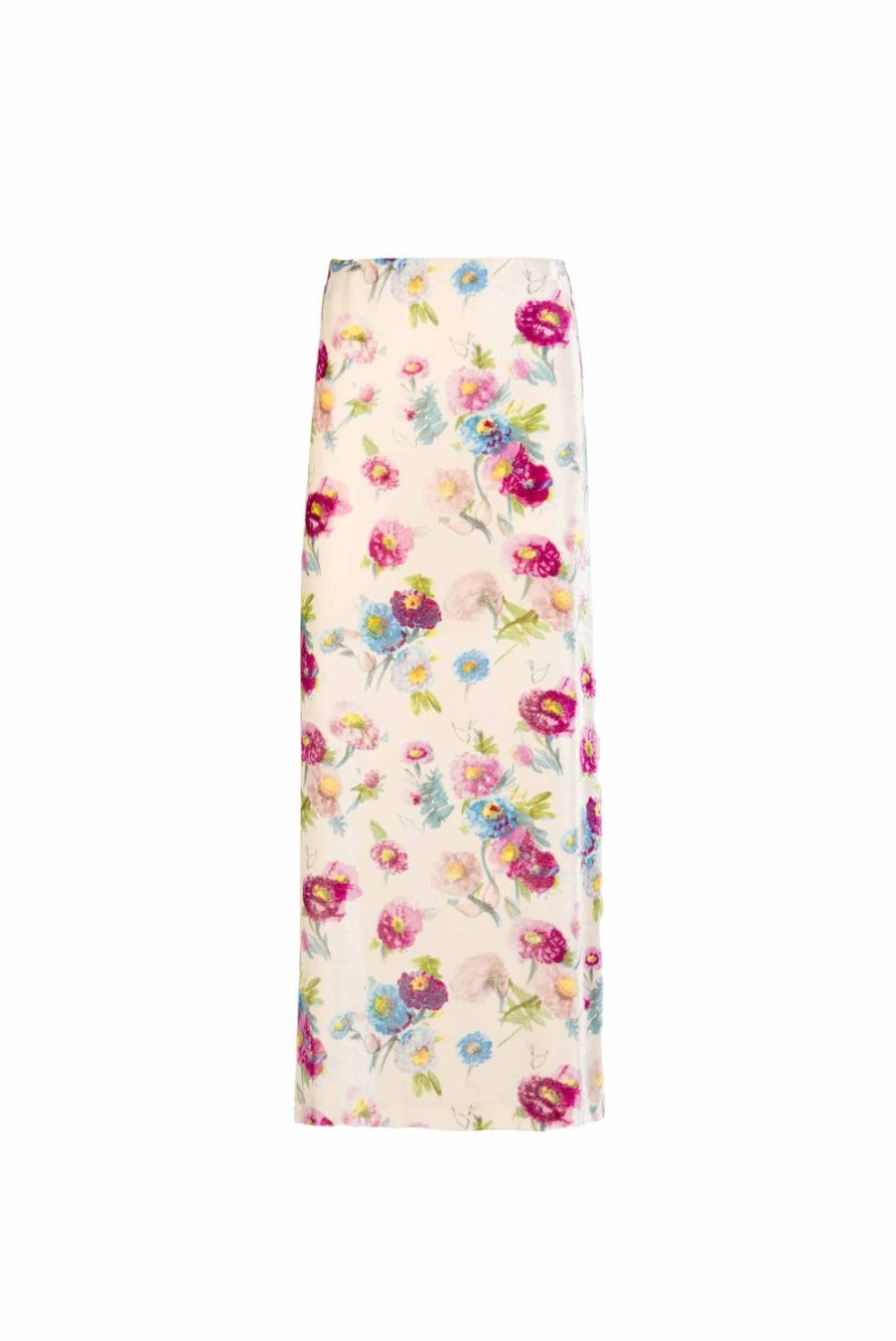 Skirts | Luisa Beccaria Velvet Printed Macro Anemones Skirt