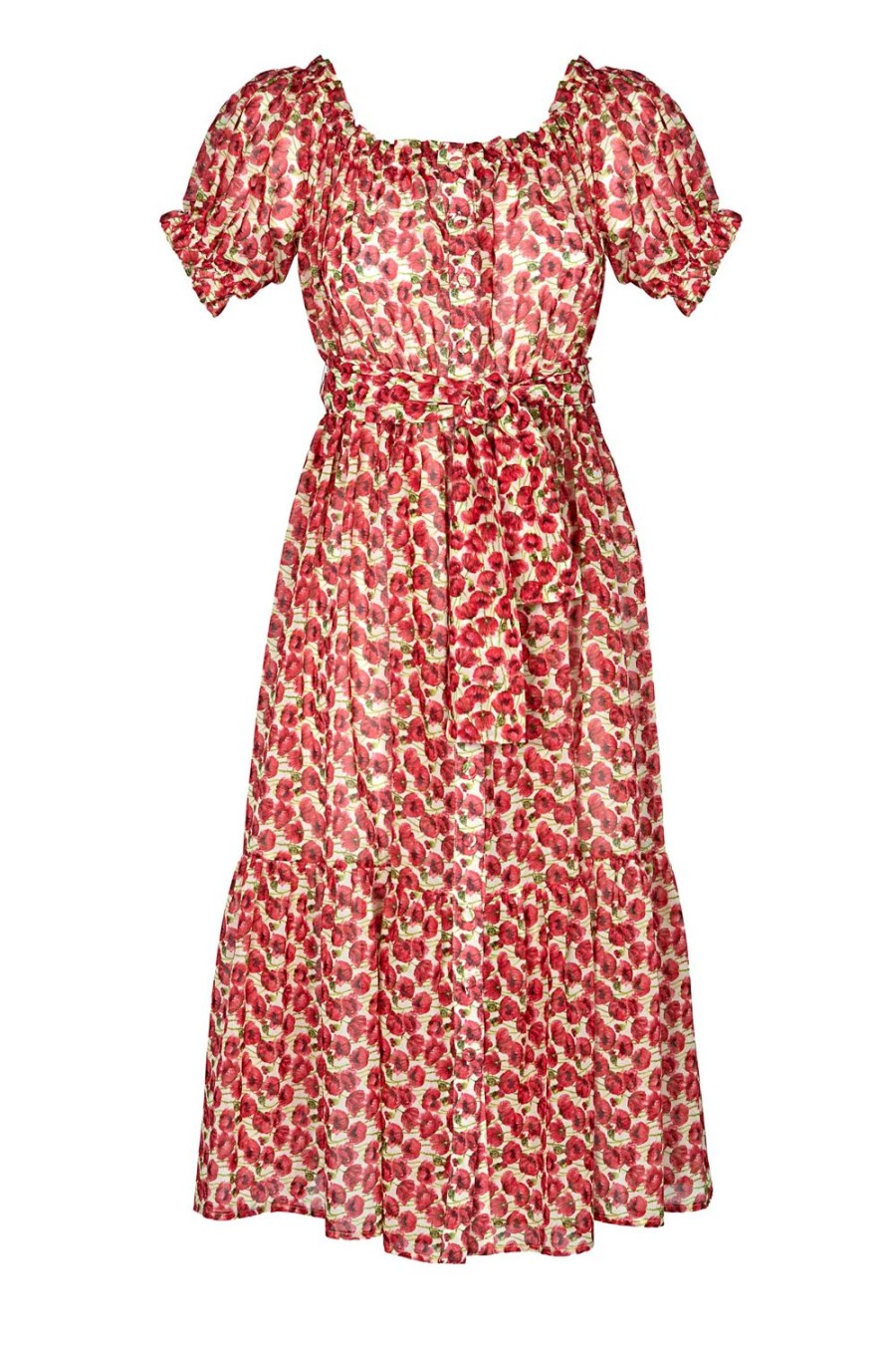 Dresses | Luisa Beccaria Midi Red Poppies Cotton Dress