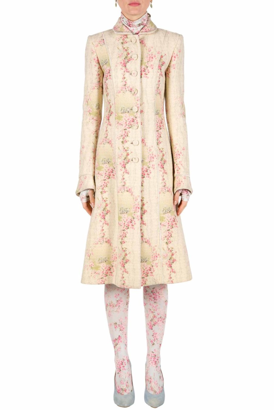 Jackets & Coats | Luisa Beccaria Wool Circle Of Roses Coat With Lurex