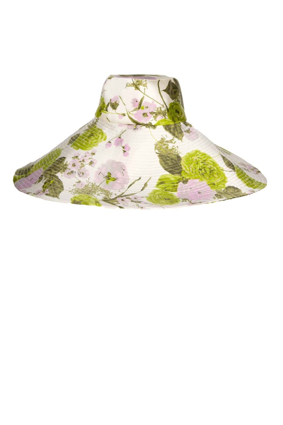 Hat | Luisa Beccaria Blooming Roses Wide Brim Hat