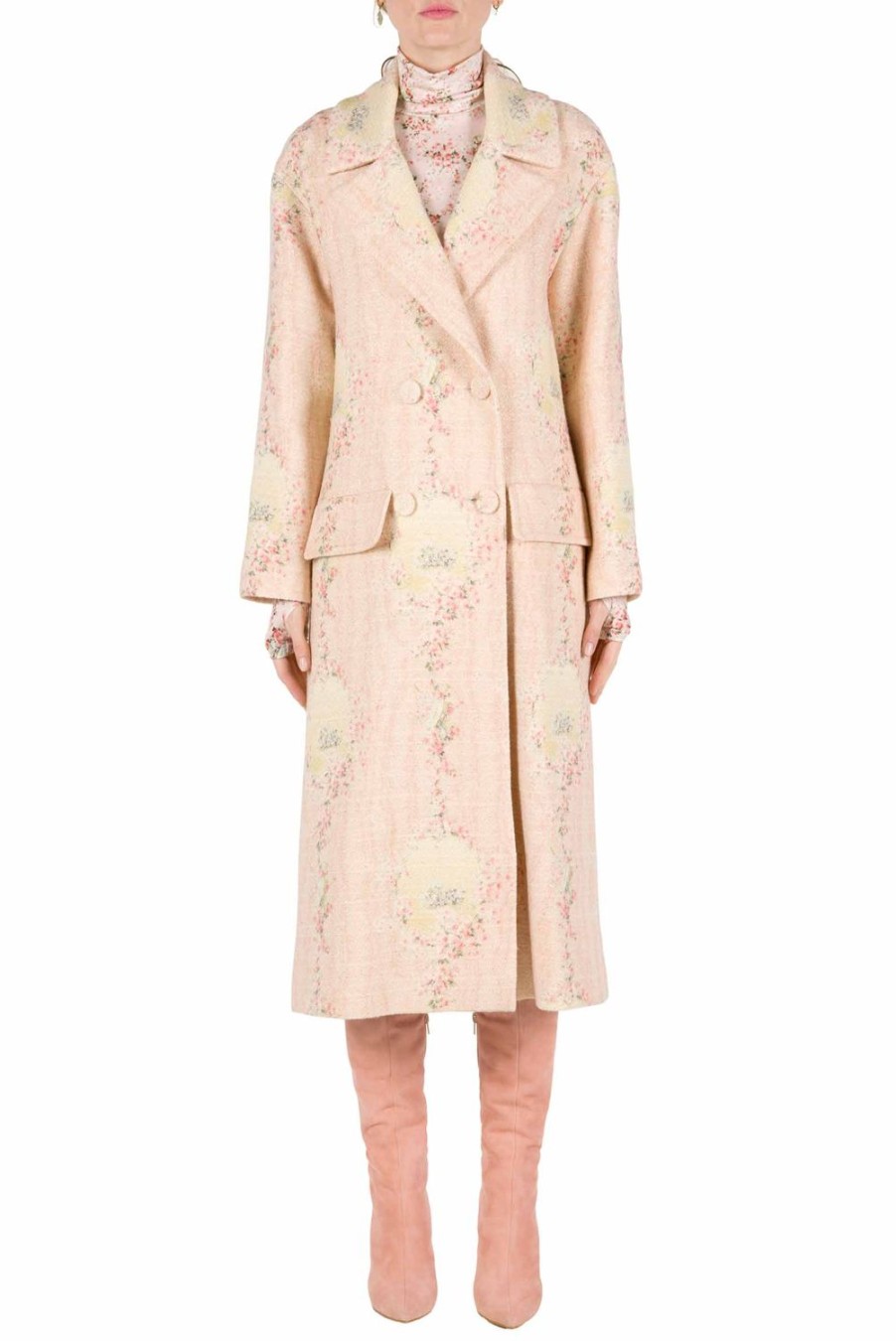 Jackets & Coats | Luisa Beccaria Wool Circle Of Roses Coat With Matchy Lining